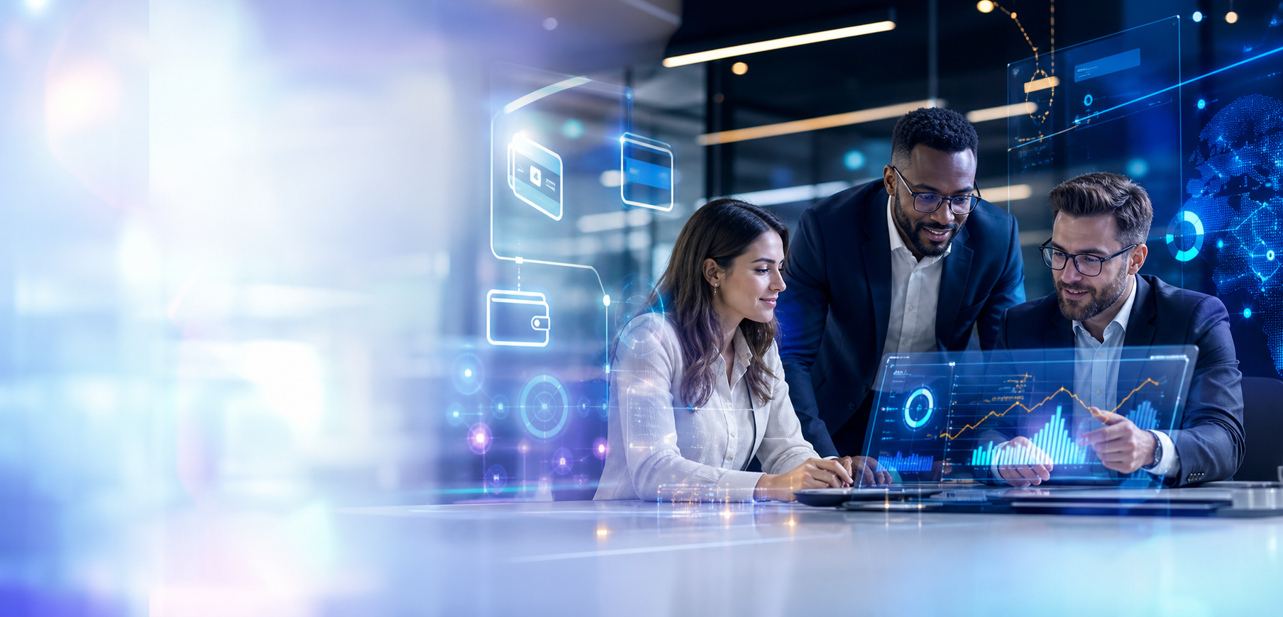 Business team using payment analytics dashboard
